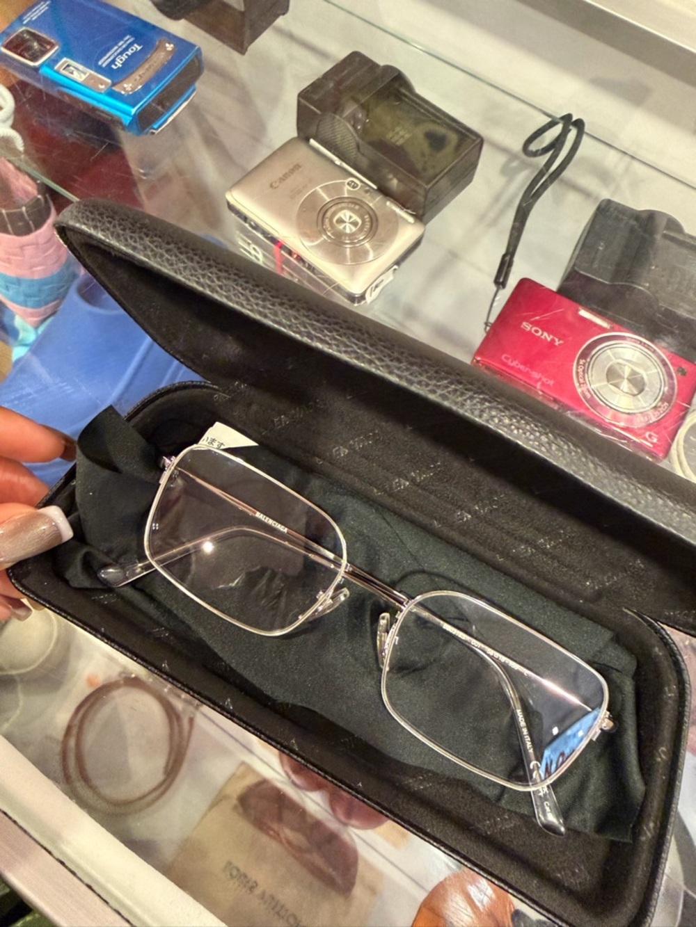 Balenciaga Silver Rectangular Rim Glasses - Picture 3 of 6